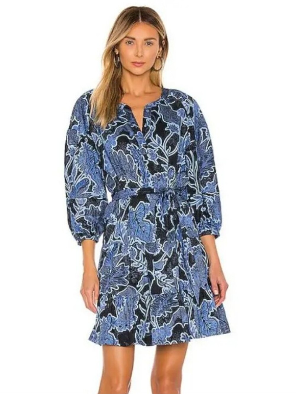 Parker Jenna Dress Marine Safari Blue Print Small